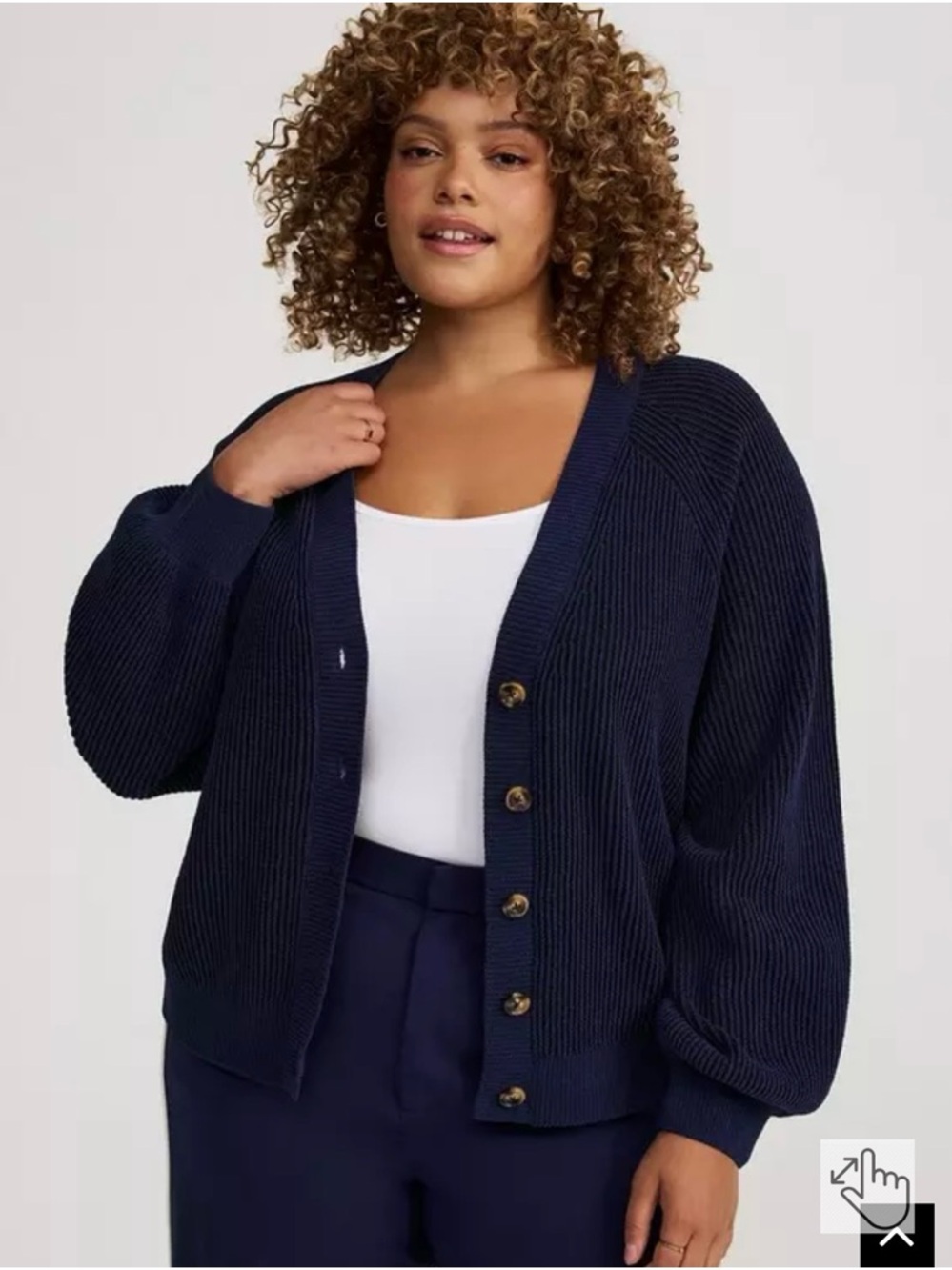 torrid Navy Ribbed Button-Up Cardigan